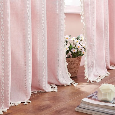 Pink Embroidered Boho 52x84" Girls Room