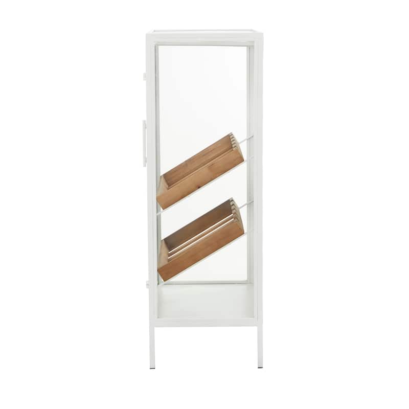 Metal 10 Bottle Standing Wine Rack with Wine Glass Holders and Wood Accents - Black or White - Roche River Decor