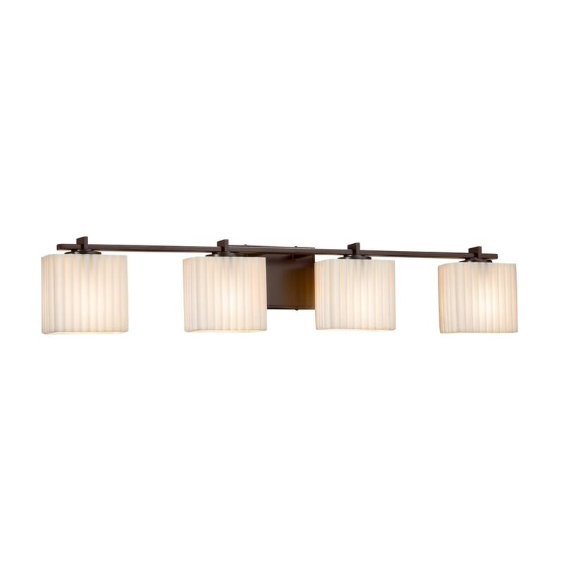 Justice Design Porcelina Era 4-light Dark Bronze Bath Bar, Pleats Rectangle Shade