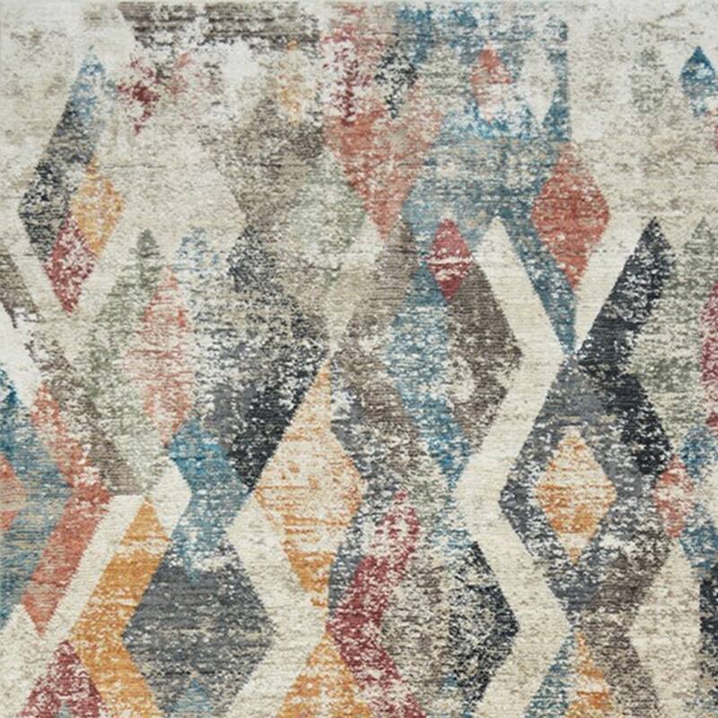 Cexox Distressed Geometric Modern Stain Resistant Woven with Fringe Area Rug By HomeRoots