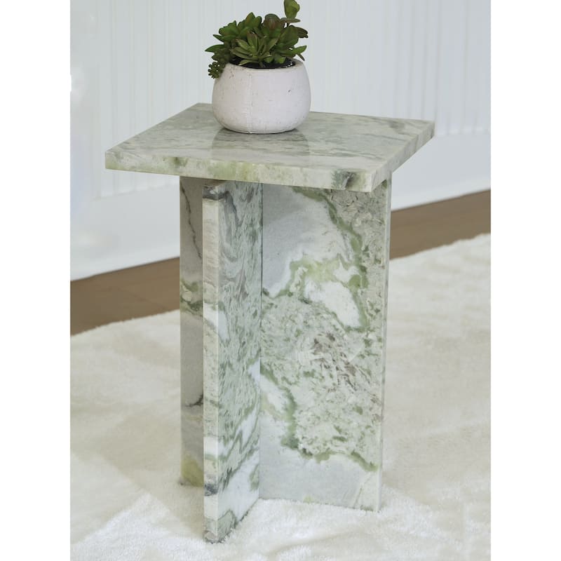 Signature Design by Ashley Deaconwell White/Green Accent Table - 14" W x 14" D x 22" H
