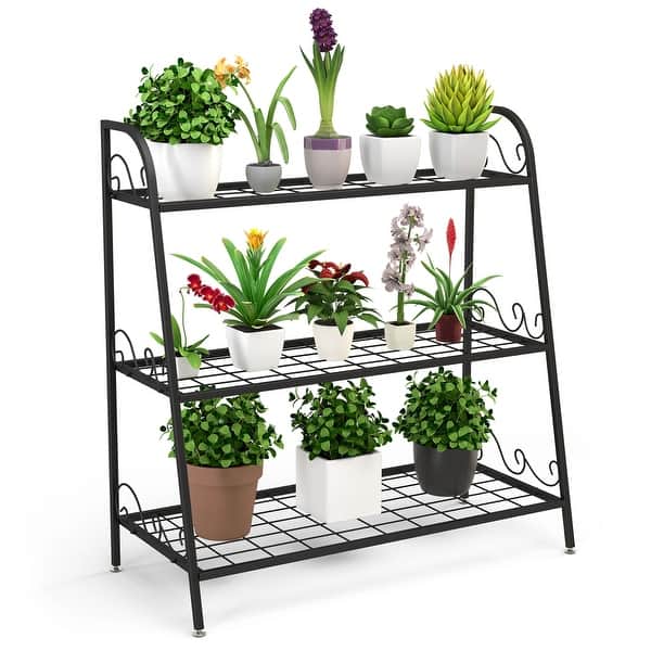 9 Tier Metal Plant Stand Garden Flower Rack Shelf Pot Holder In/Outdoor Home UK 