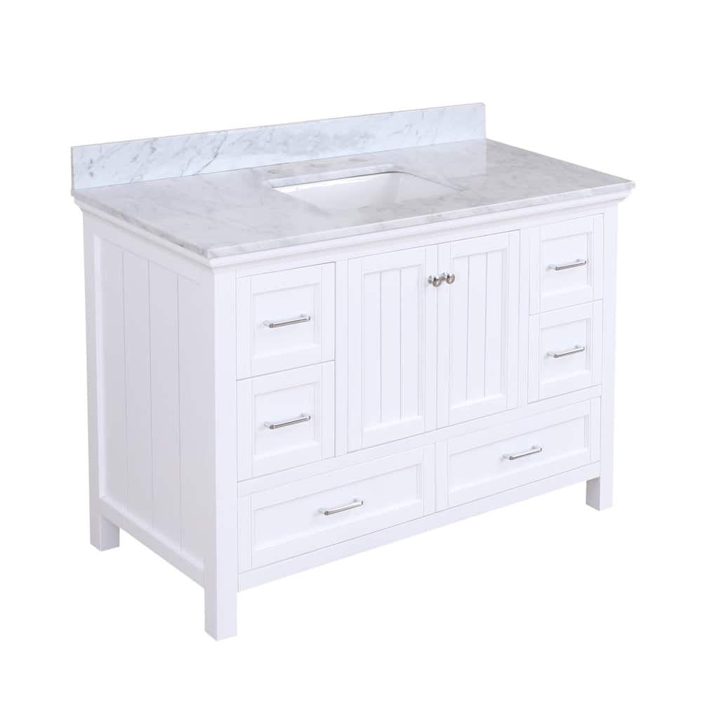 KitchenBathCollection Paige 48" Bathroom Vanity with Carrara Marble Top