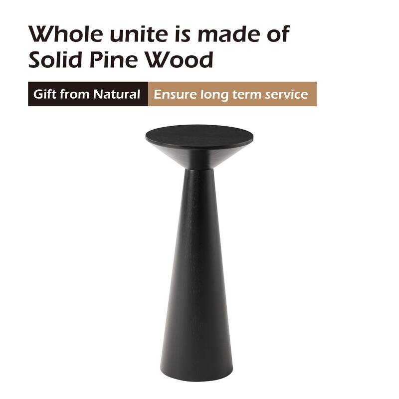 COZAYH Farmhouse Pedestal End Table, Round Martini Table Wood Plant Stand Rustic Small Drink Table for Living Room, Bedroom