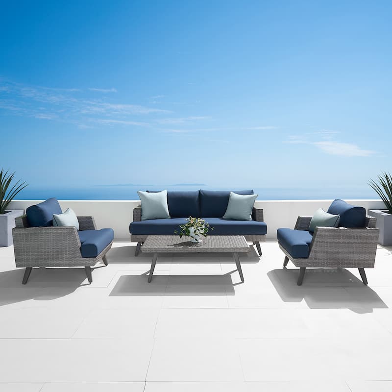Portofino Casual 4 Piece Sunbrella Outdoor Patio Loveseat Group