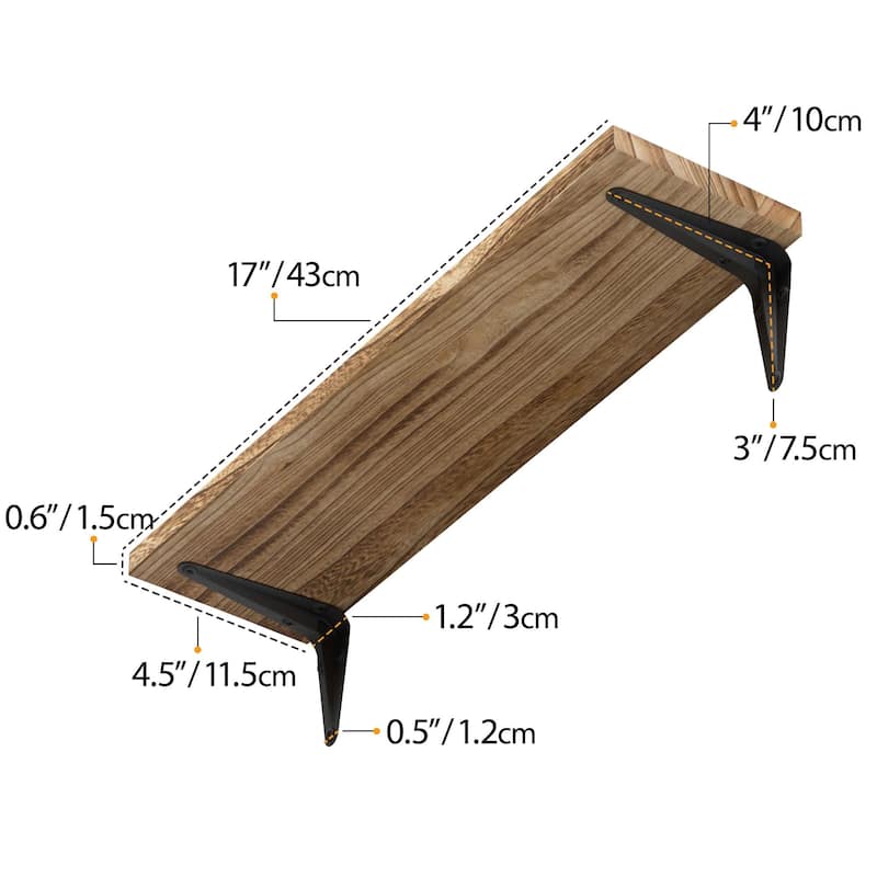 Wallniture Arras 17x4.5" Floating Bookshelves, Hanging Shelves for Living Room, Farmhouse Decor, Custom Finish and Piece Options