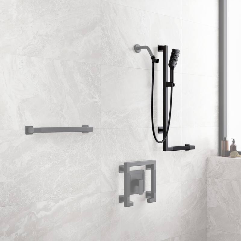 Seville Slide Bar ADA Compliant 500 lb Weight Capacity Slide Bar with Multi-function Handshower Left Matte Black
