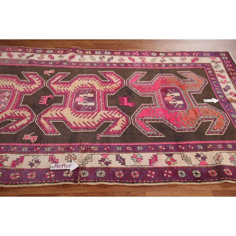 Ardebil Persian Runner Rug Hand-knotted Vintage Wool Carpet - 4'2" x 9'9"