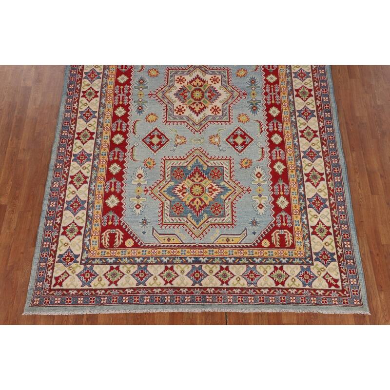 Blue Kazak Oriental Area Rug Hand-Knotted Living Room Wool Carpet - 6'9" x 10'2"