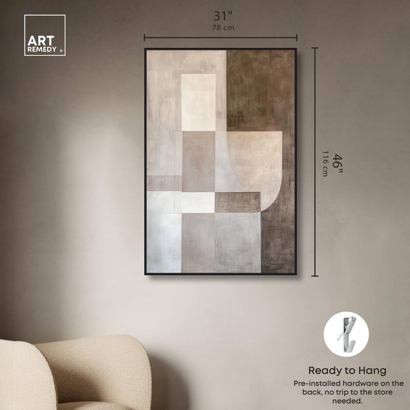 Neutral Tone Blocks I Canvas by Art Remedy
