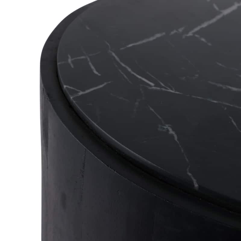 Modern Stone and Mango Wood Accent Table with Sleek Marble Top