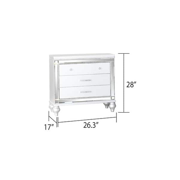 dimension image slide 18 of 26, Sterling 4PC/5PC Contemporary Bedroom Set with Mirror Accents and LED Enhancements