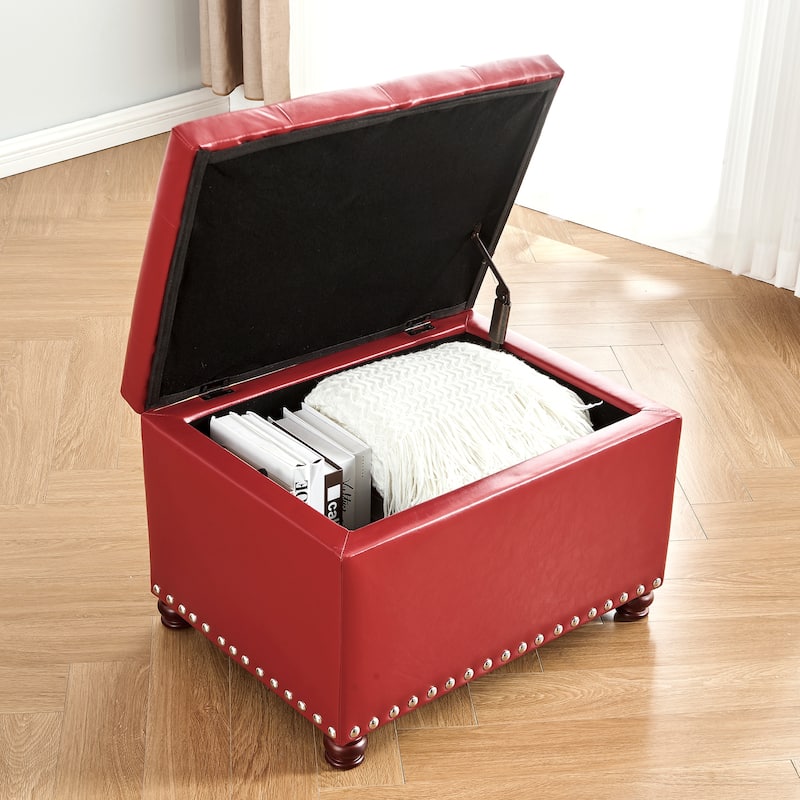 Adeco Contemporary Bench Lift-top Storage Ottoman