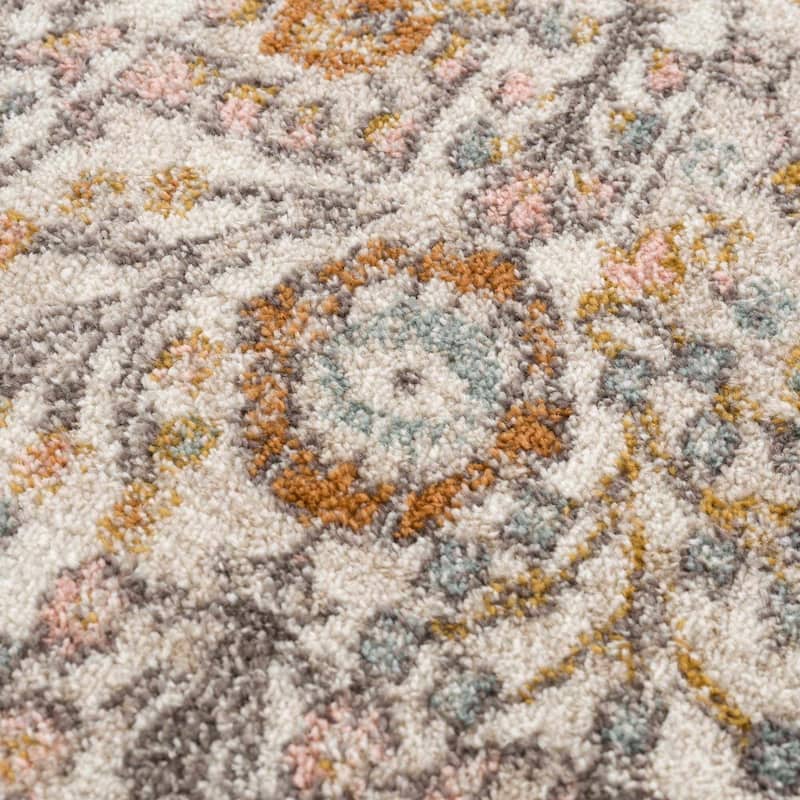 Hauteloom Herstmonceux Living Room, Bedroom Area Rug - Camel, Charcoal, Dusty Pink - 2' x 2'11"
