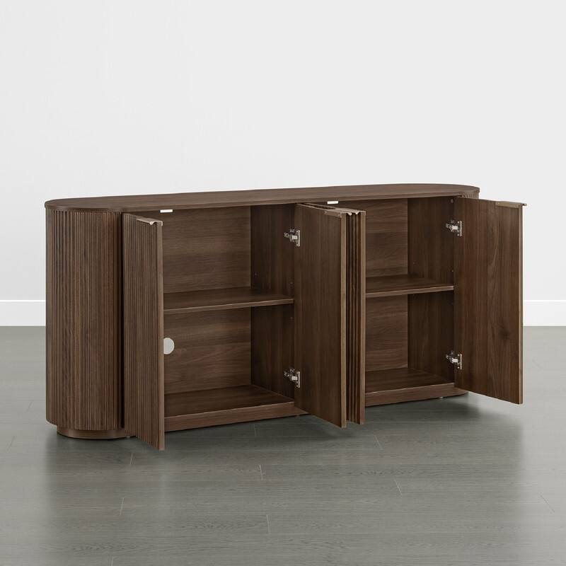 Spruce & Spring 70-inch Wide Modern Sideboard Cabinet with Semi-Cylindrical Columns
