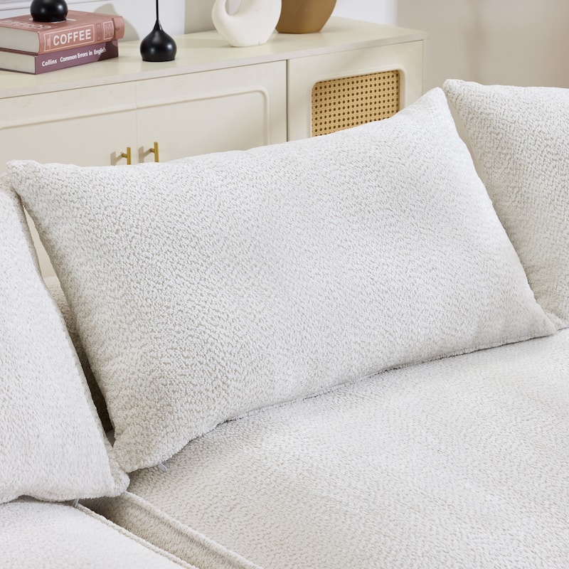 124.5 Inch Oversized Cloud Sofa, Modern Boneless Chenille Couch with Pillows, No Assembly Sofa for Living Room