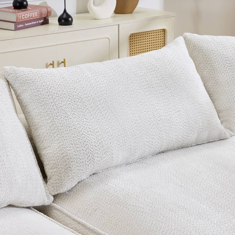 L Shape Sectional Sofa with Curved Chaise Lounge, High-Resilience Sponge Boneless Sofa, Upholstered Sofa with Throw Pillows