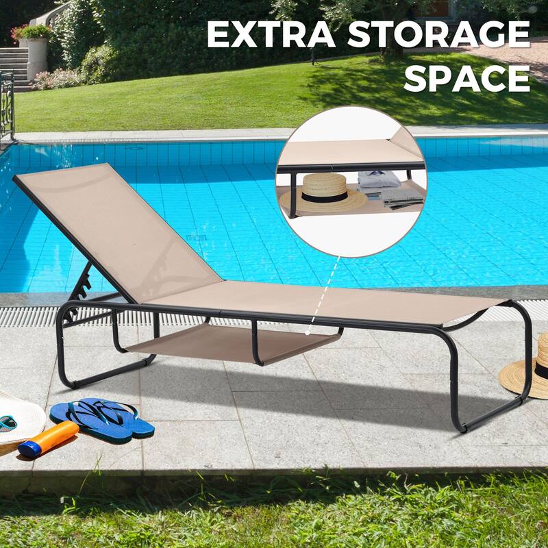 Ainfox 2 Pcs Chaise Lounge Outdoor Recliner Backyard Chair