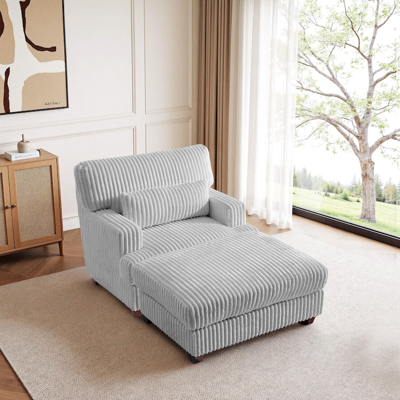 Oversized Chaise Longue Accent Chair with Ottoman