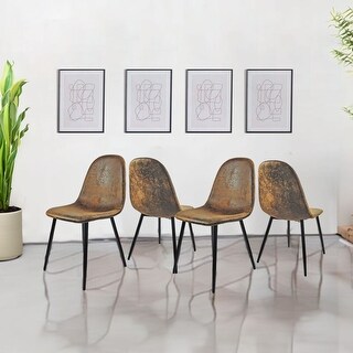 Modern Dining Chairs Set of 4 with Upholstered Seat Black Metal Legs ...