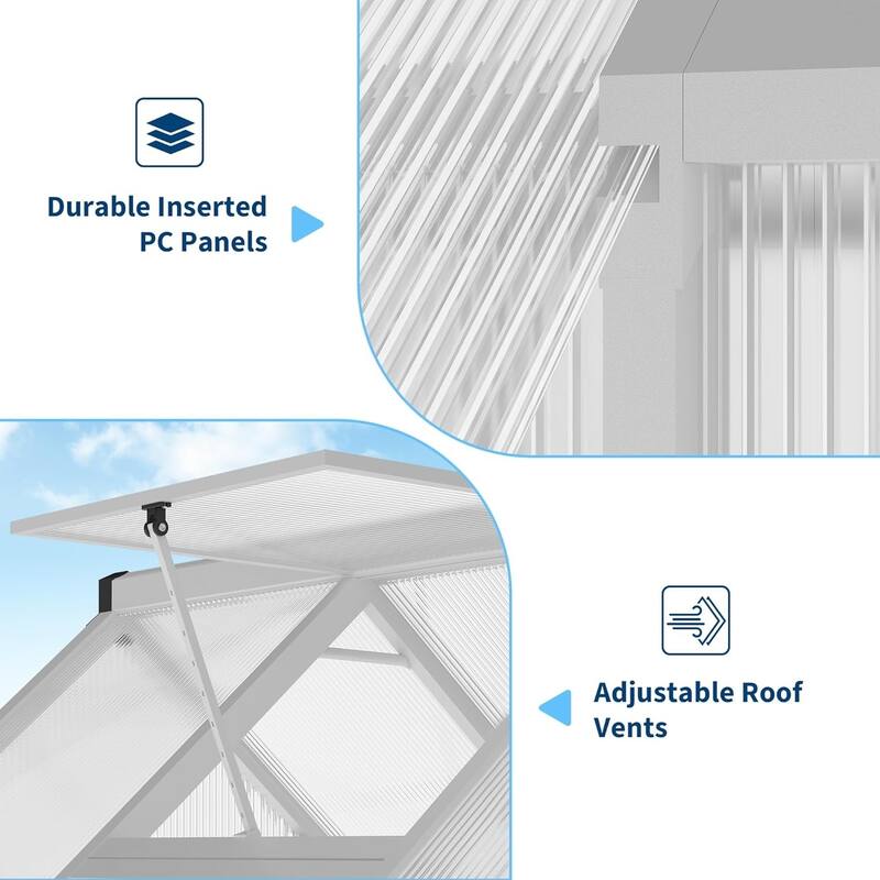 6x9FT Aluminum-Framed Polycarbonate Greenhouse Kit, Sliver - 6*9FT