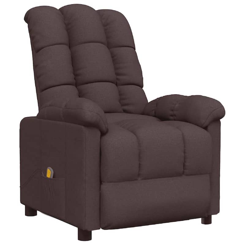 vidaXL Massage Recliner Dark Brown Fabric - 29.1" x 39" x 40.2"