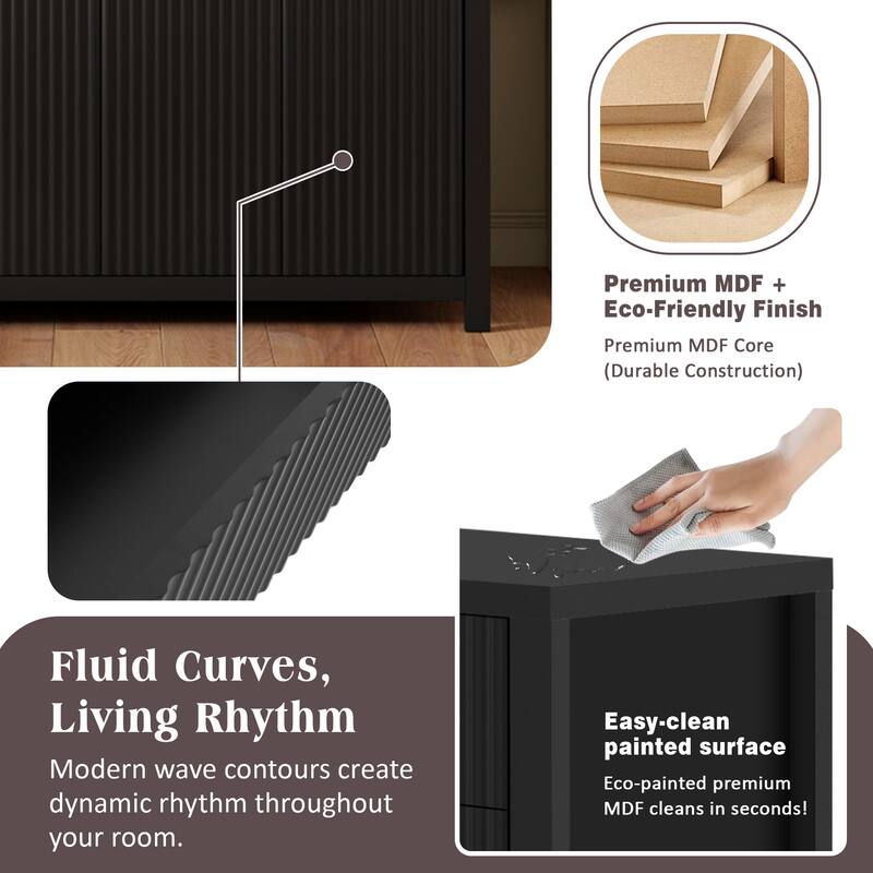 Nordic Style Sideboard, Storage Cabinet Coffee Bar Cabinet with 2 Drawers, for Dining Room and Living Room