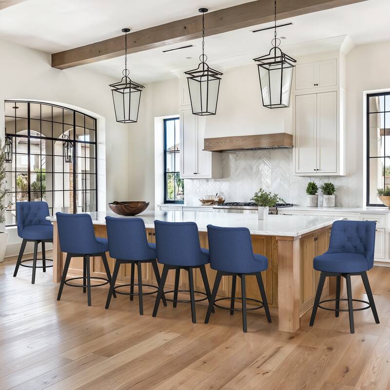 LUE BONA 26" Counter Height Swivel Bar Stools with Solid Wood Frame Set of 3 - 26" H