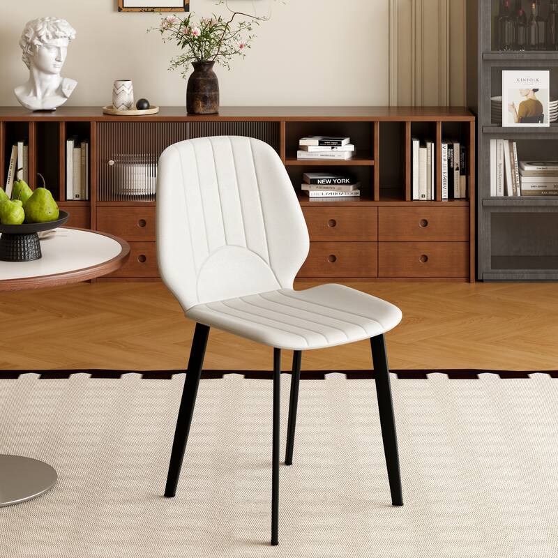 Modern Dining Chair Living Room Black Metal Leg Dining Chair, 2pcs - Gray