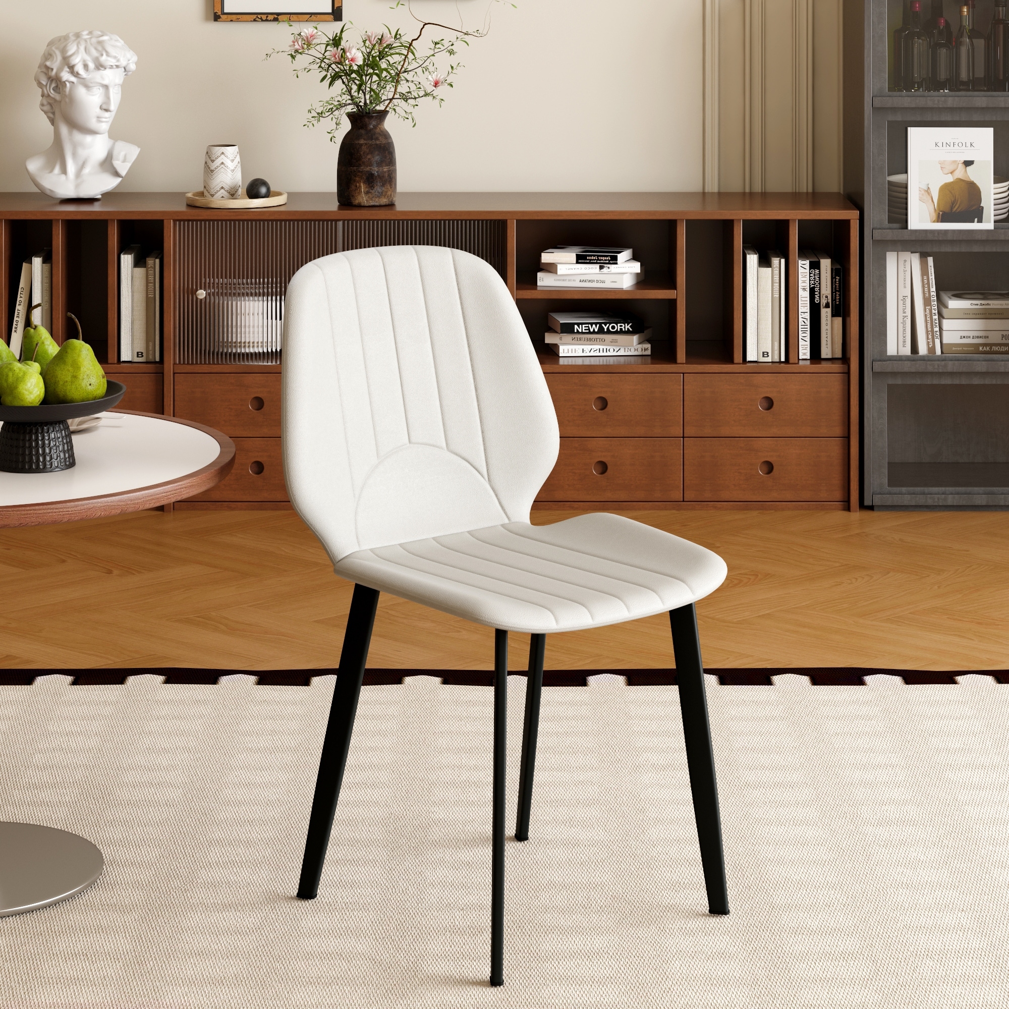 Modern Dining Chair Living Room Black Metal Leg Dining Chair-Gray-2pcs/ctn