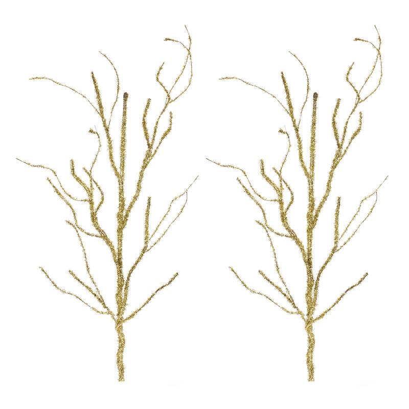 2 Piece Set Gold Glitter Artificial Christmas Branches 43"
