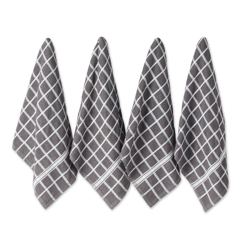 DII Solid Honey Gold Windowpane Terry Dishtowel 4 Piece