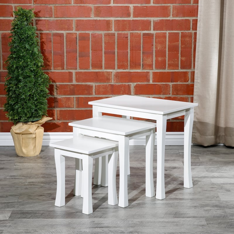 DTY Indoor Living Boulder 3-Piece Nesting Table Set, White