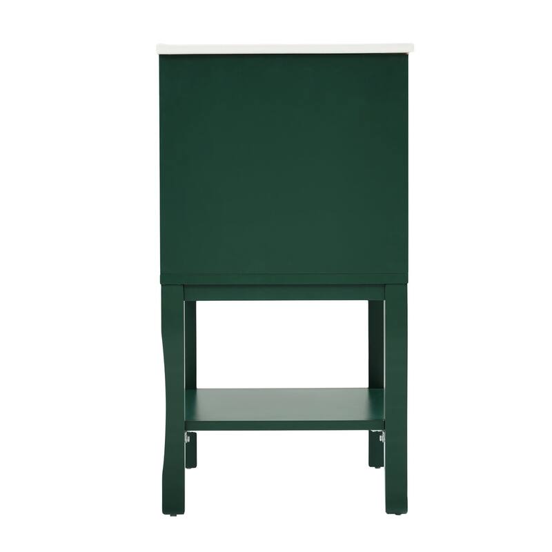 24 inch MDF Freestanding Bathroom Vanity Set in Green with Integrated Resin Sink