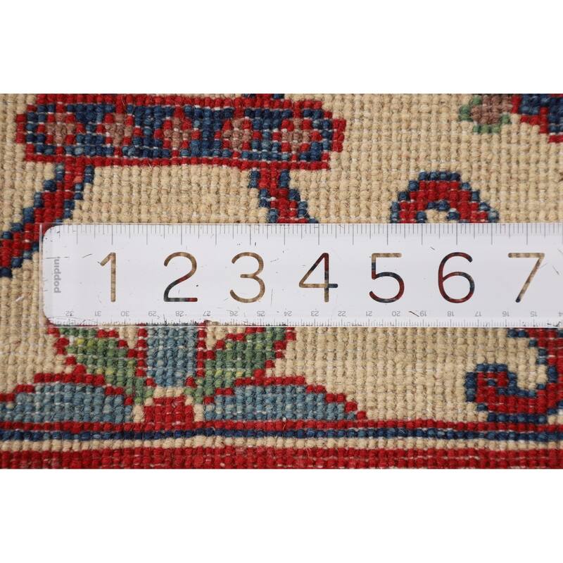 Kazak Accent Rug Hand-Knotted Floral Wool Carpet - 2'8" x 3'9"