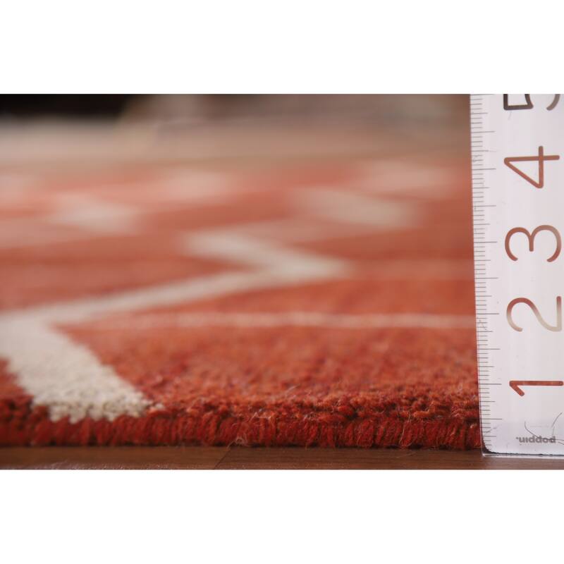 Hand Knotted Oriental 100% Wool Carpet Modern All-Over Oranges & Rust Gabbeh Area Rug - 7' 7'' X 5' 2''