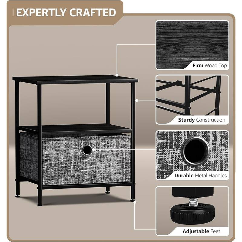 Nightstand 1-Drawer Shelf Storage - Bedside Furniture End Table Chest