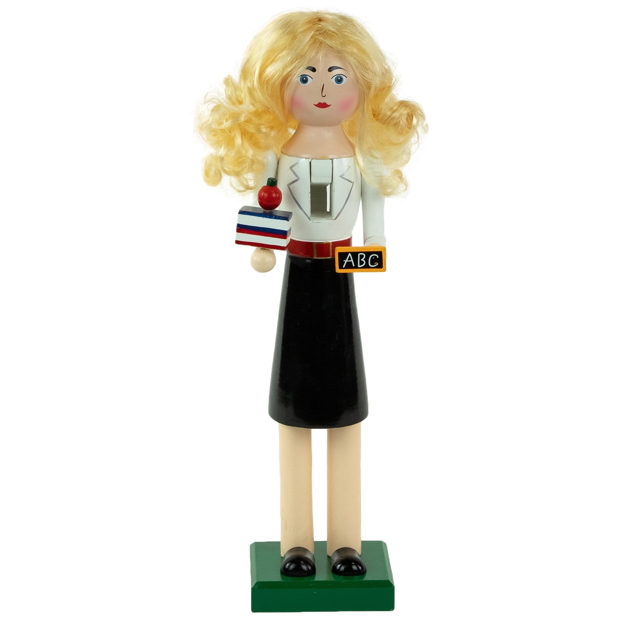 14" Black and White Wooden Teacher Christmas Nutcracker