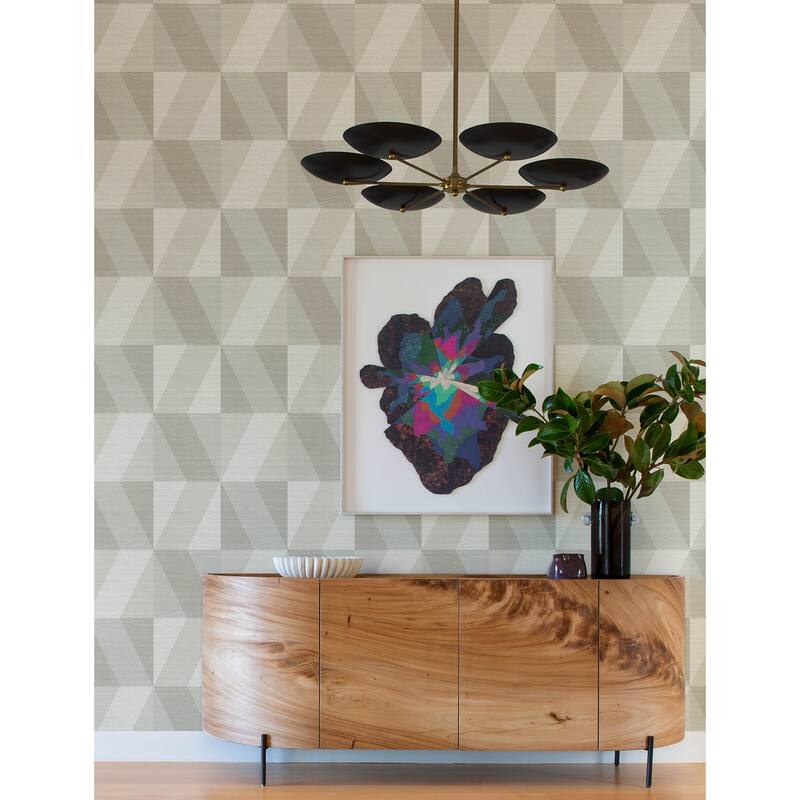 A-Street Prints Winslow Bone Geometric Faux Grasscloth Wallpaper