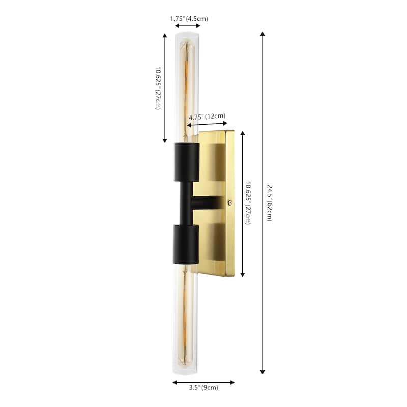 SAFAVIEH Lighting xaviere Modern 2-Light 25-inch Wall Sconce (LED Bulbs Included) - 4.8 In. W x 3.5 In. D x 24.5 In. H