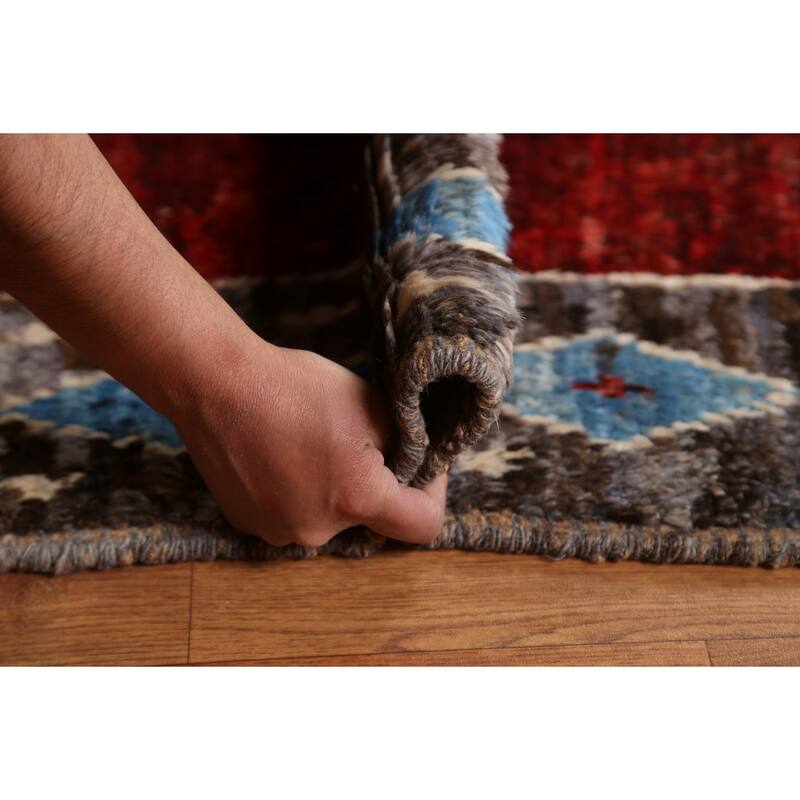 Hand Knotted Oriental 100% Wool Carpet Modern Tribal Red Moroccan Area Rug - 10' 3'' X 6' 7''