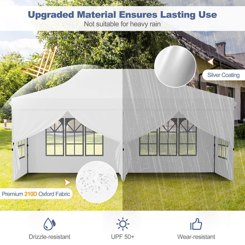 Costway 10 x 20 FT Pop up Canopy Outdoor Canopy Tent with 6 Sidewalls