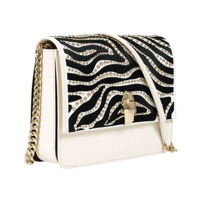 Roberto Cavalli Class GWLPCN 010 Milano Rmx 01 Black/White Large Shoulder Bag for womens
