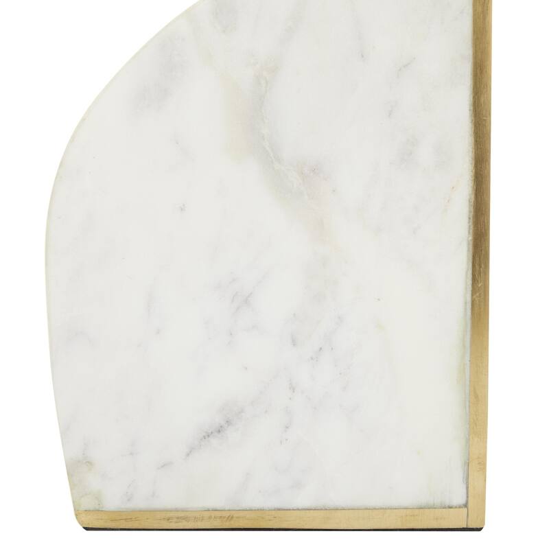 Marble Geometric 8 or 7 lbs Decorative Bookends with Gold Inlay - Set of 2 White or Black - CosmoLiving by Cosmopolitan
