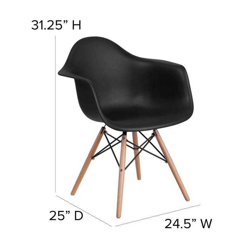 Plastic Chair with Arms and Wooden Legs