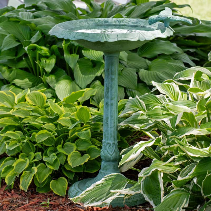 Sunnydaze Garden Visitor Metal Bird Bath - 22.75" H