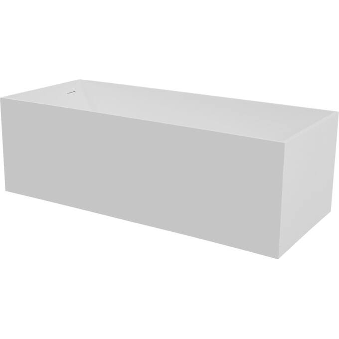 ABRUZZO 67" x 28" Freestanding Solid Surface Soaking Bathtub with Overflow & Pop-Up Drain