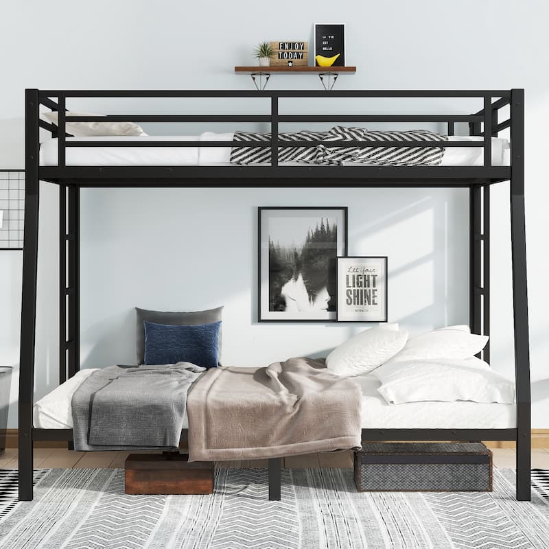 Metal Full XL over Queen Bunk Bed for Teens and Adults