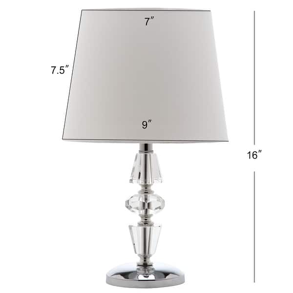 SAFAVIEH Lighting 15-inch Crescendo White Shade Tiered Crystal Table Lamp (Set of 2) - 9"W x 9"D x 16"H