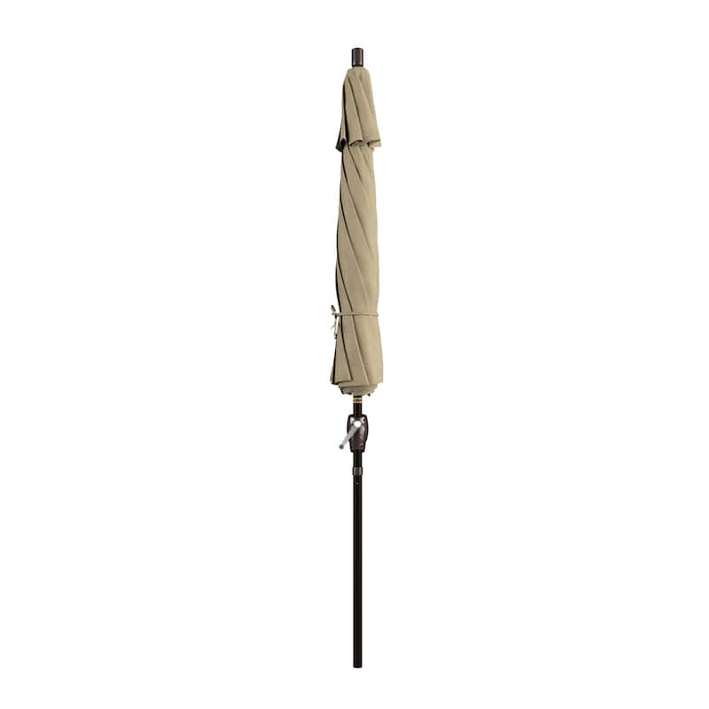 California Umbrella 9' Round Crank Lift Push Button Tilt Bronze Aluminum Patio Umbrella Sunbrella